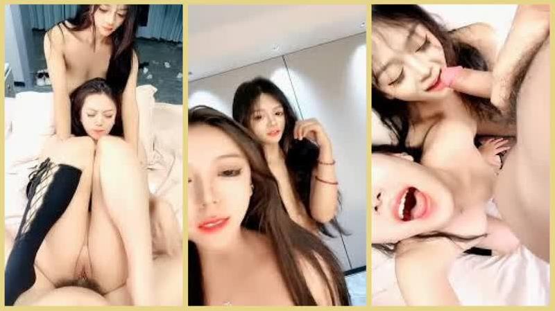 西奶带新闺蜜深夜约啪大哥玩双飞，全程露脸一样的骚一样的迷人，深喉口交大鸡巴让大哥吃奶舔逼，激情上位